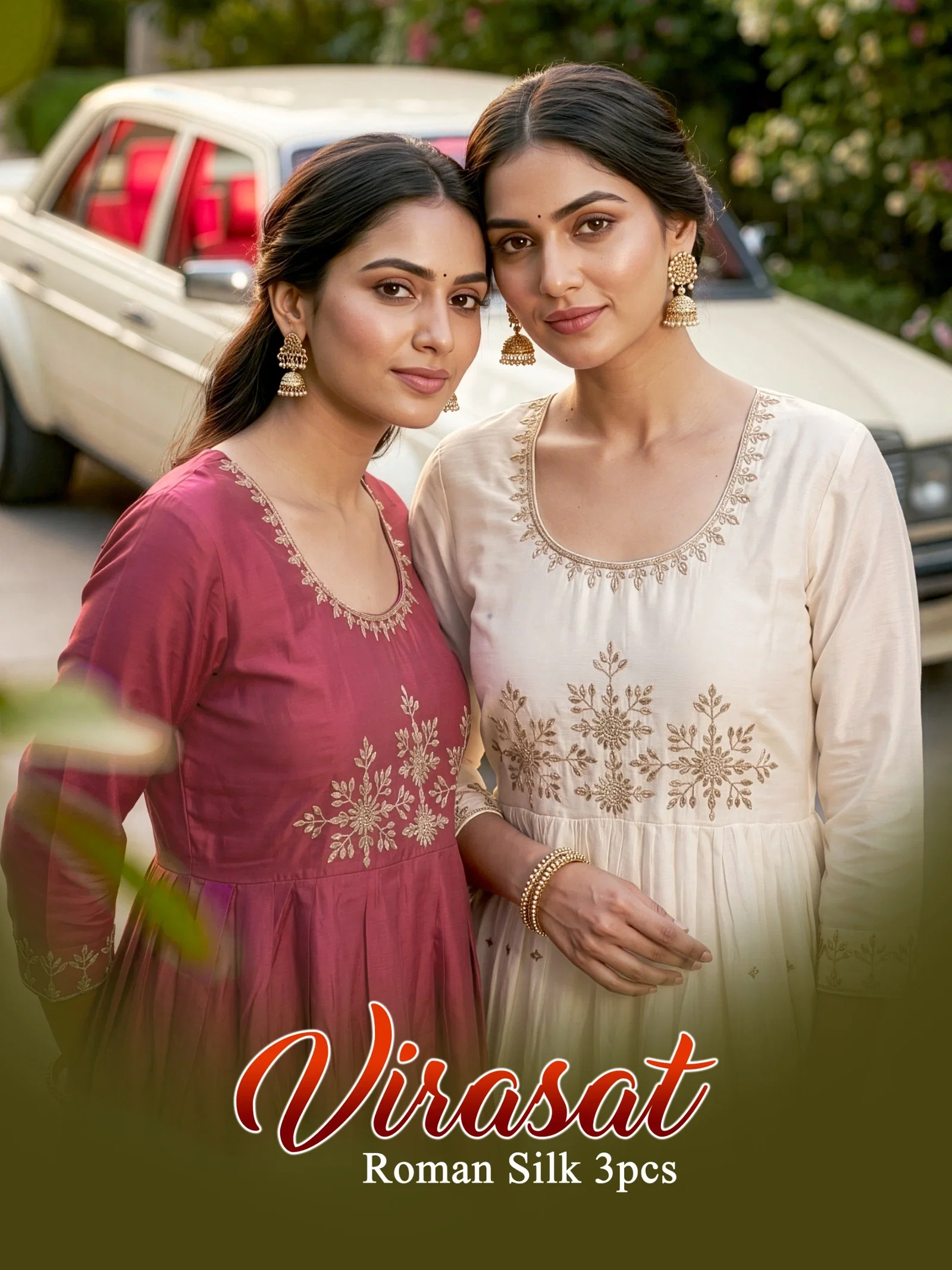 Dnp Virasat Silk Roman Top Bottom With Dupatta Wholesale