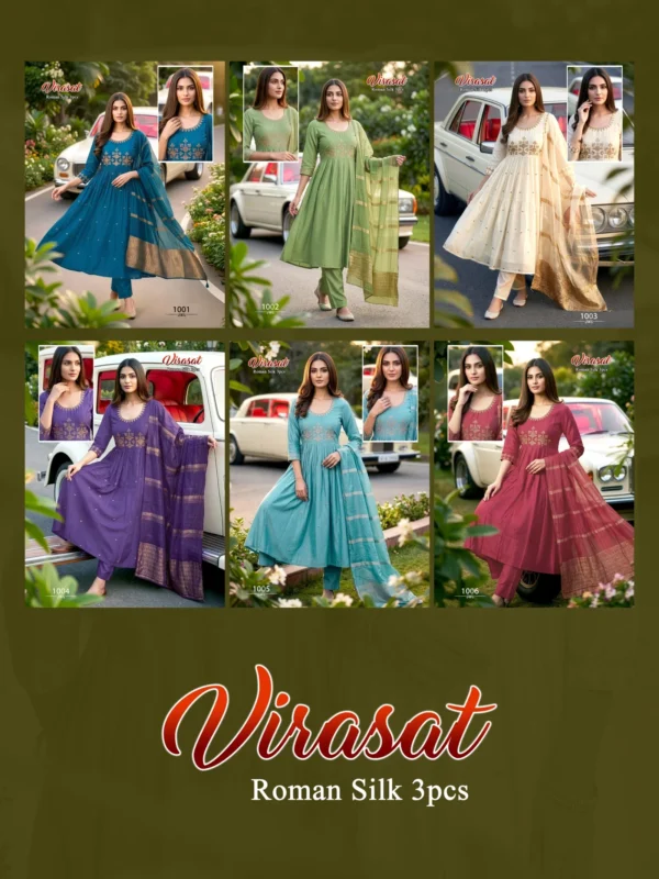Stylish Dnp Virasat Silk Roman Top Bottom With Dupatta Wholesale 2026