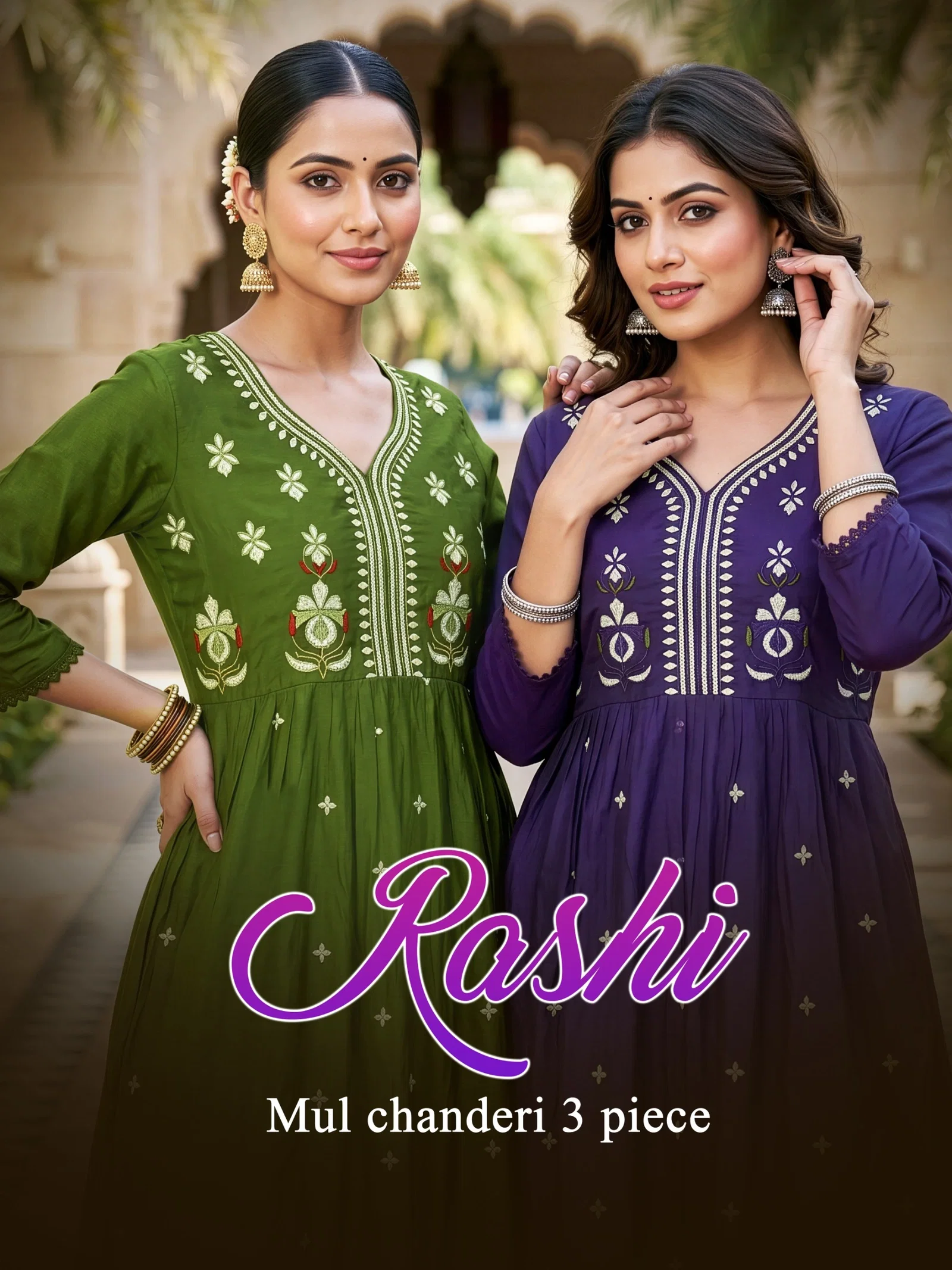 Dnp Rashi Mul Chanderi Top Bottom With Dupatta Wholesale