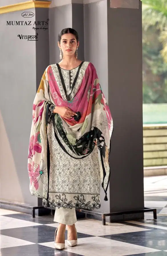 Mumtaz Arts Khwaab Chiffon Dupatta Jam Viscose Digital Printed Dress Material Wholesale
