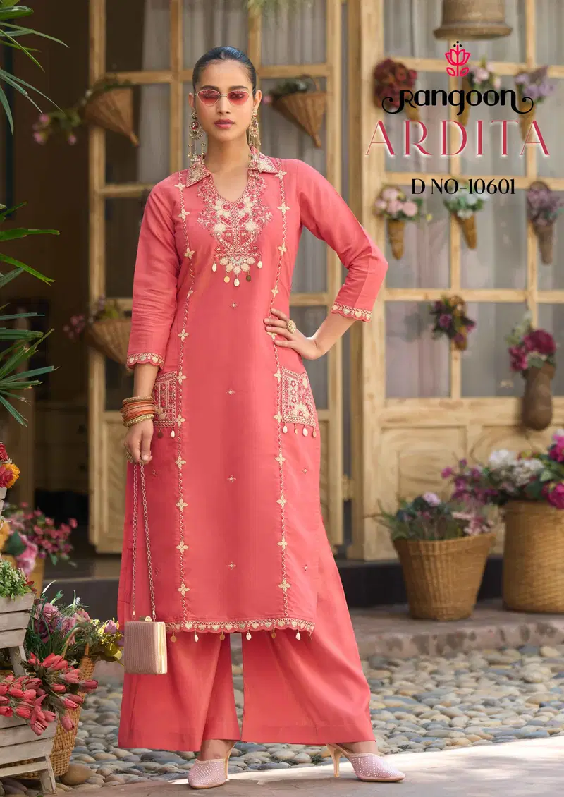 Rangoon Ardita Viscose With Fancy Embroidery Work Kurti With Bottom Dupatta Wholesale