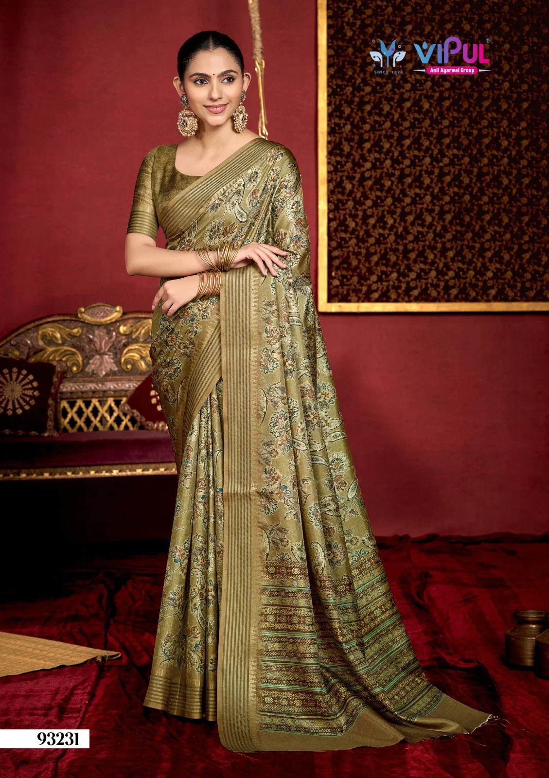 Vipul 93231 To 93239 Mal Cotton Digital Printed Saree Collection Wholesale