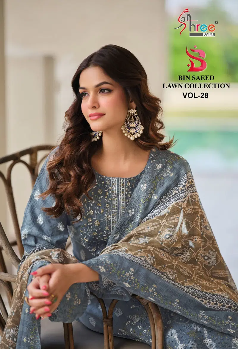Shree Bin Saeed Lawn Collection Vol 28 Cotton Embroidered Pakistani Suit Wholesale