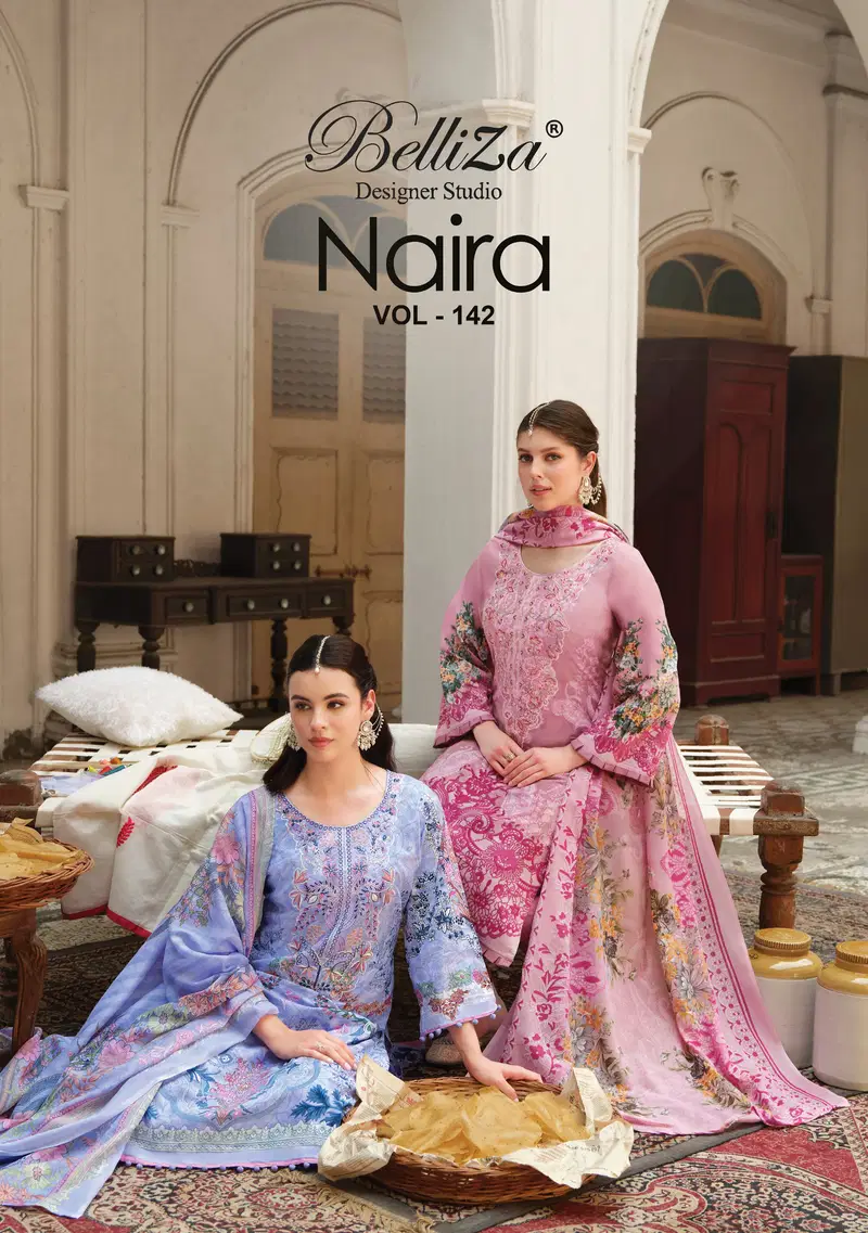 Belliza Naira Vol 142 Cotton With Self Embroidered Dress Material Wholesale
