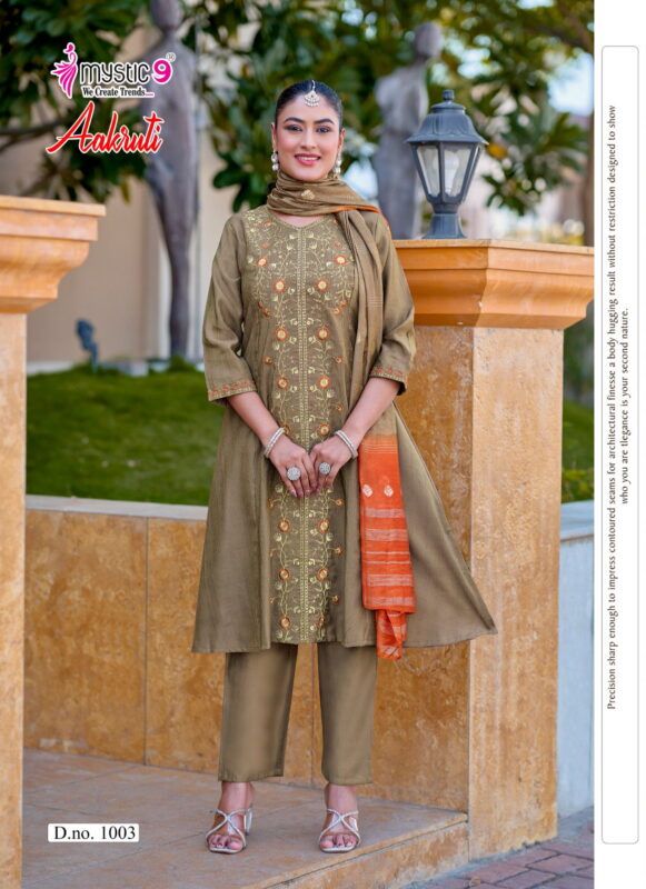 Buy Mystic 9 Aakruti Vol 1 Vertican Shimmer Flaired Top With Bottom And Dupatta Wholesale 2026