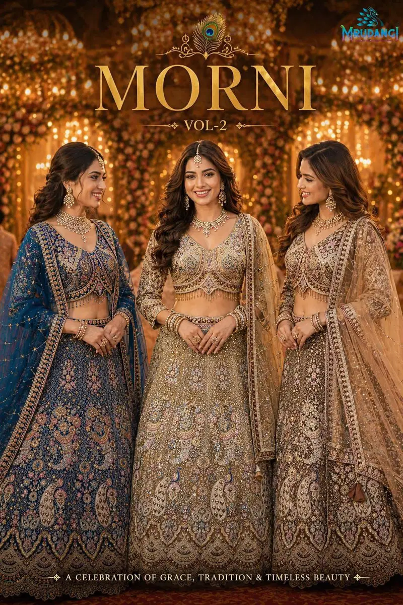 Mrudangi Morni Vol 2 Real Premium Net Embroidered Designer Lehenga Choli Wholesale