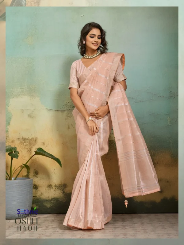 Stylish Sethnic Oshee Flex Tissue Linen Blend Zari Woven Saree Collection Wholesale 2026