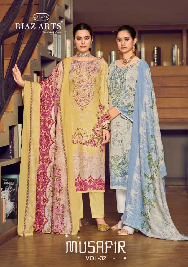 Riaz Arts Musafir Vol 32 Cotton Cambric Lawn Printed Dress Material Wholesale