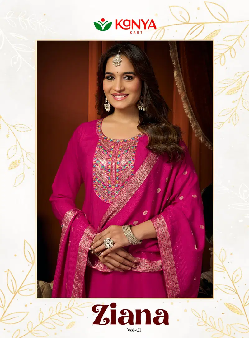 Kanya Zianna Vol 1 Vertican Embroidery Worked Kurti Set Collection Wholesale