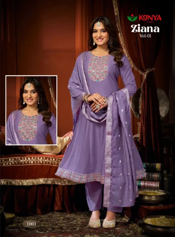 Launching Kanya Zianna Vol 1 Vertican Embroidery Worked Kurti Set Collection Wholesale 2026
