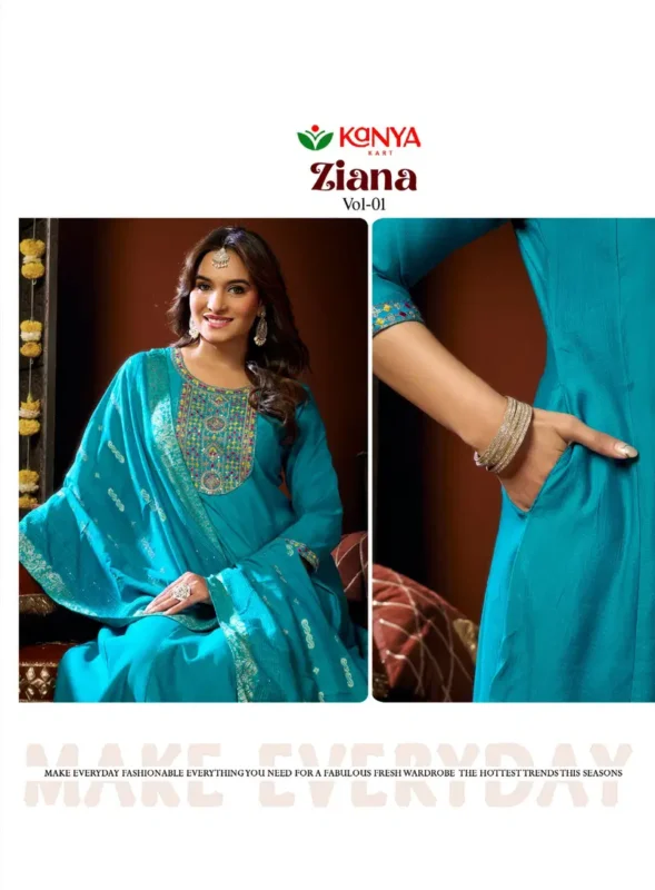 Launching Kanya Zianna Vol 1 Vertican Embroidery Worked Kurti Set Collection Wholesale 2026