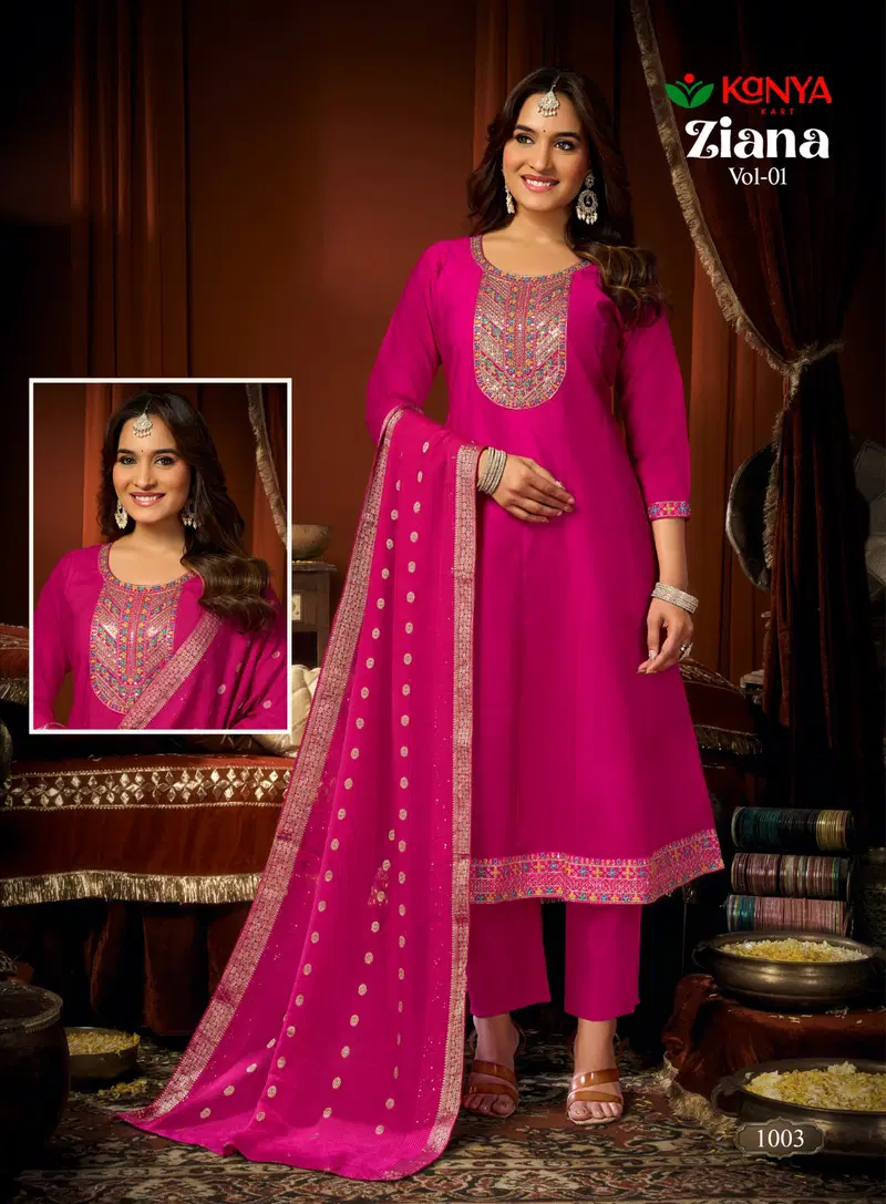 Launching Kanya Zianna Vol 1 Vertican Embroidery Worked Kurti Set Collection Wholesale 2026