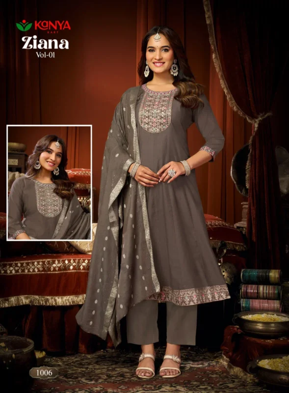 Launching Kanya Zianna Vol 1 Vertican Embroidery Worked Kurti Set Collection Wholesale 2026
