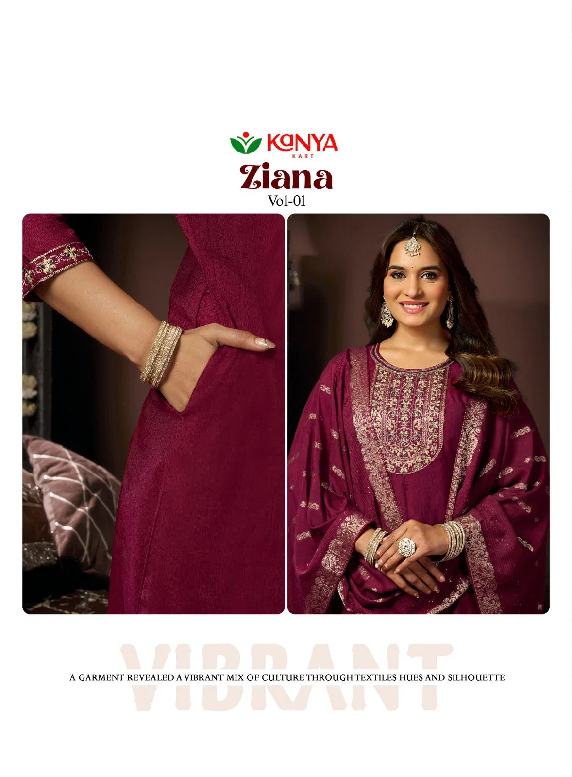 Launching Kanya Zianna Vol 1 Vertican Embroidery Worked Kurti Set Collection Wholesale 2026