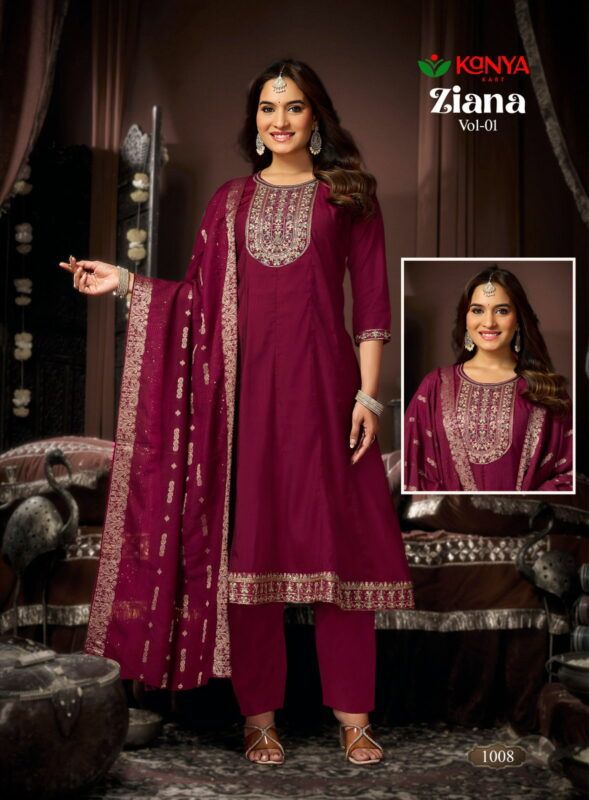 Launching Kanya Zianna Vol 1 Vertican Embroidery Worked Kurti Set Collection Wholesale 2026