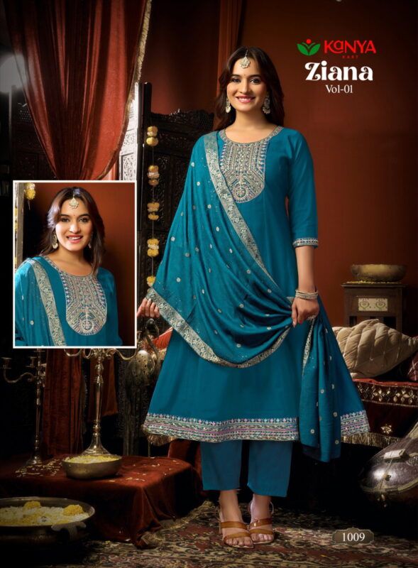 Launching Kanya Zianna Vol 1 Vertican Embroidery Worked Kurti Set Collection Wholesale 2026