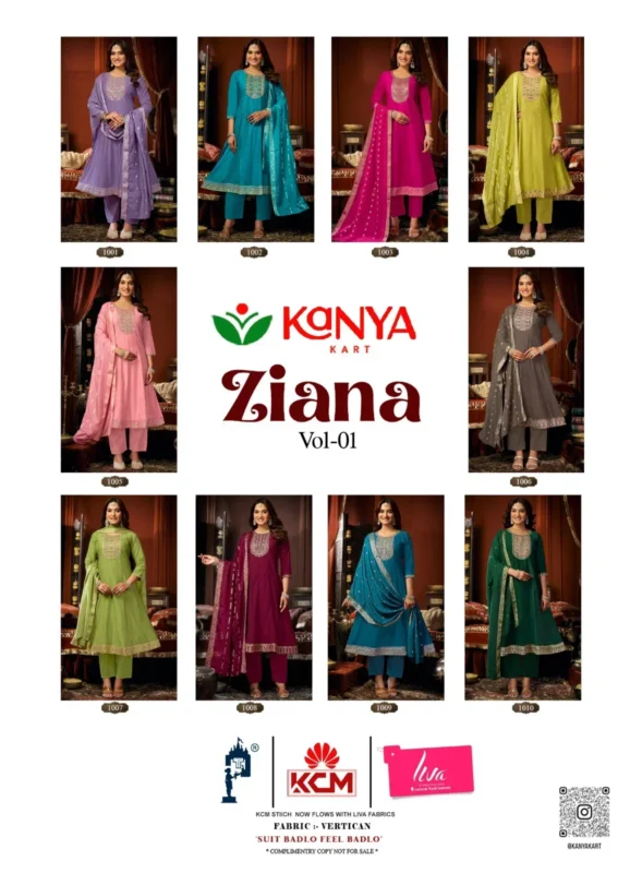 Launching Kanya Zianna Vol 1 Vertican Embroidery Worked Kurti Set Collection Wholesale 2026