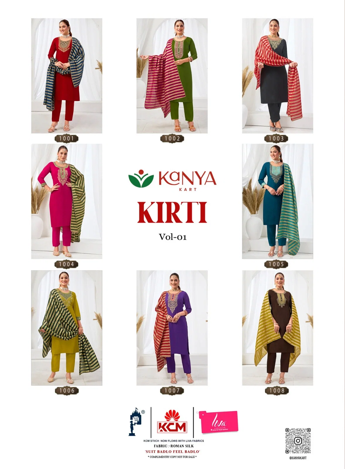 Launching Kanya Kriti Vol 1 Roman Silk Embroidery Top Bottom With Dupatta Wholesale 2026