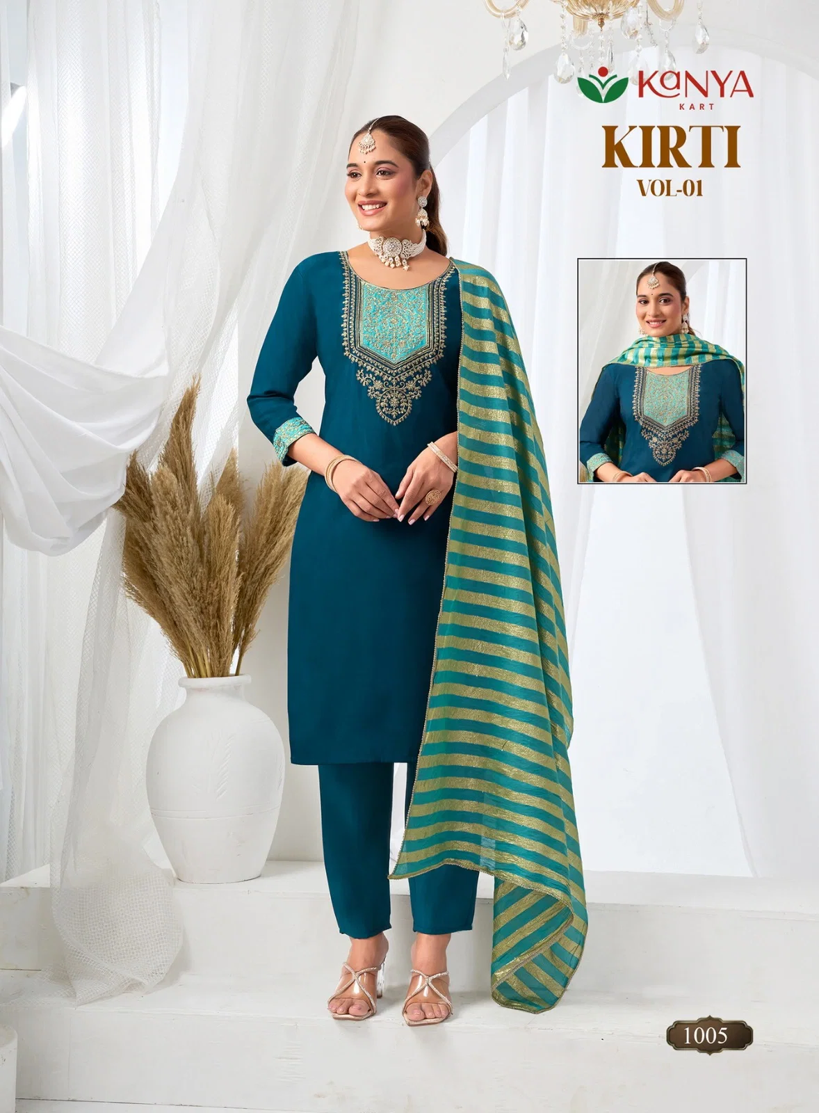 Launching Kanya Kriti Vol 1 Roman Silk Embroidery Top Bottom With Dupatta Wholesale 2026