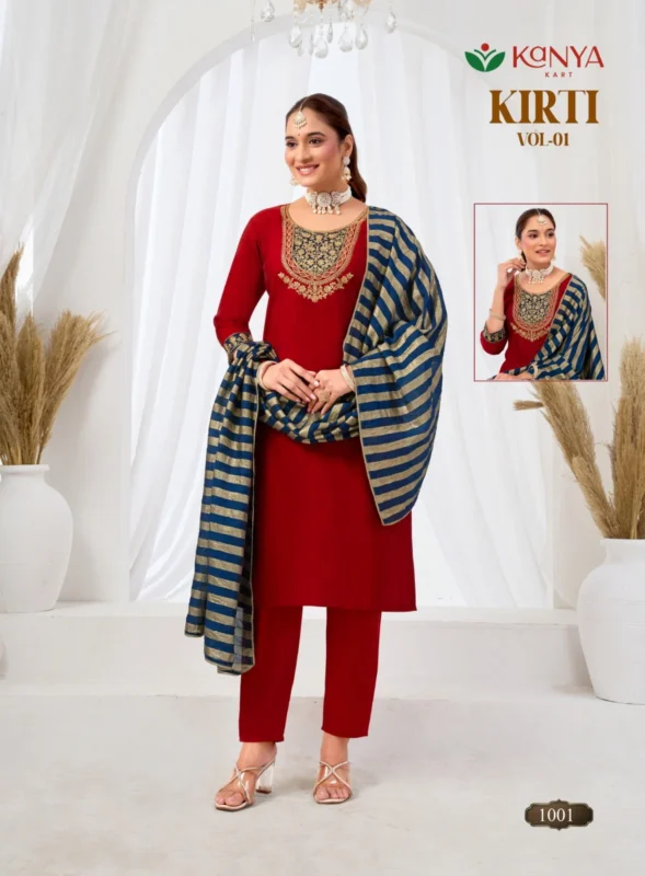 Launching Kanya Kriti Vol 1 Roman Silk Embroidery Top Bottom With Dupatta Wholesale 2026