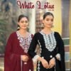 Woodee White Lotus Vol 3 Rayon Thread Worked Kurti With Bottom Dupatta Wholesale