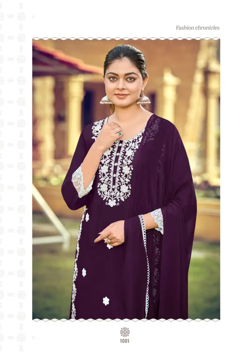 Stylish Woodee White Lotus Vol 3 Rayon Thread Worked Kurti With Bottom Dupatta Wholesale 2026