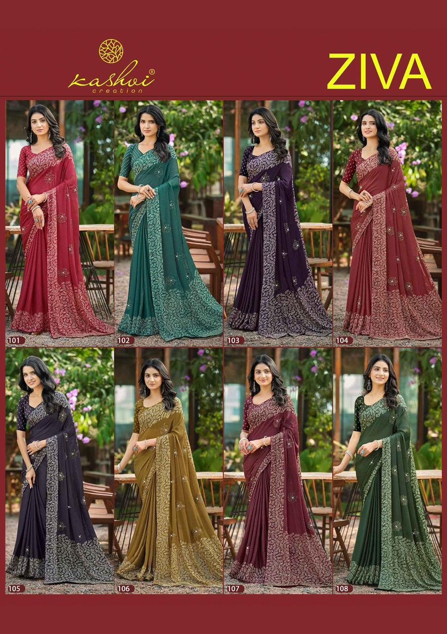 Latest Kashvi Ziva Vol 01 Start Georgette Embroidered Saree Collection Wholesale 2026