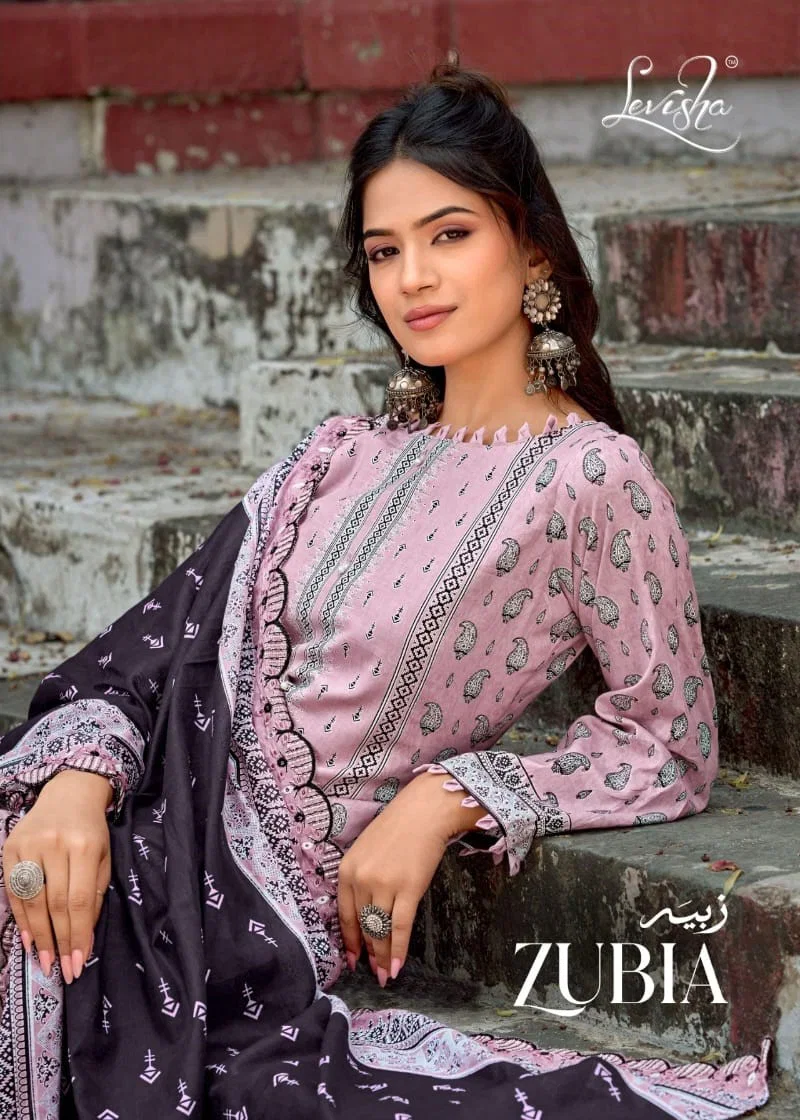 Launching Levisha Zubia Cambric Cotton Embroidered Dress Material Wholesale 2026