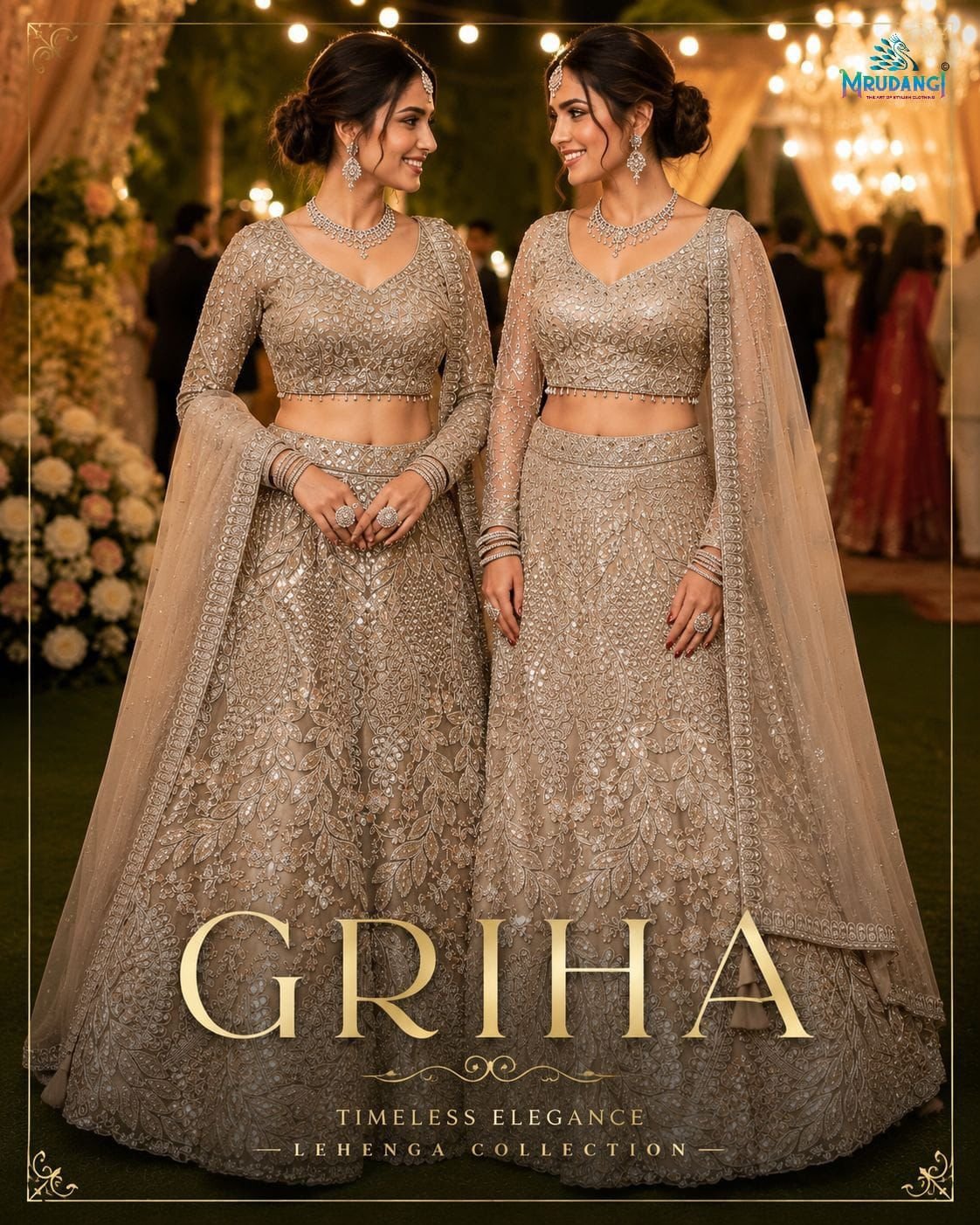 Mrudangi Griha Net With Beads Worked Lehnega Choli Collection Wholesale