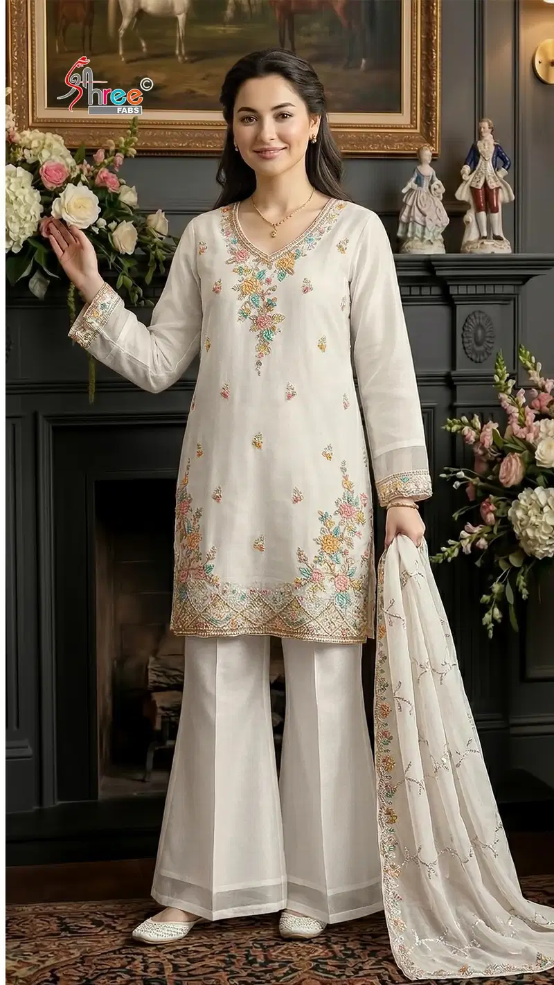 Shree Sr 2373 Readymade Moss Chiffon Embroidered Salwar Kameez Wholesale