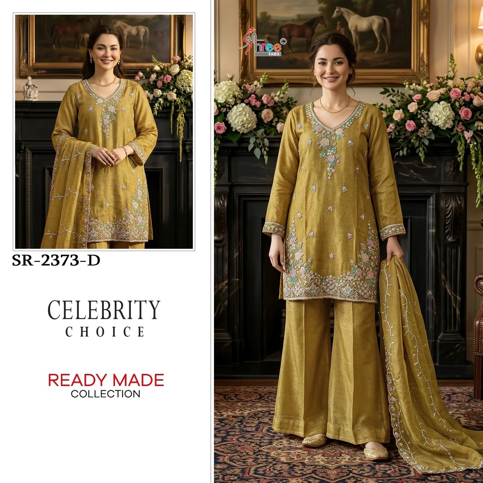 Buy Shree Sr 2373 Readymade Moss Chiffon Embroidered Salwar Kameez Wholesale 2026