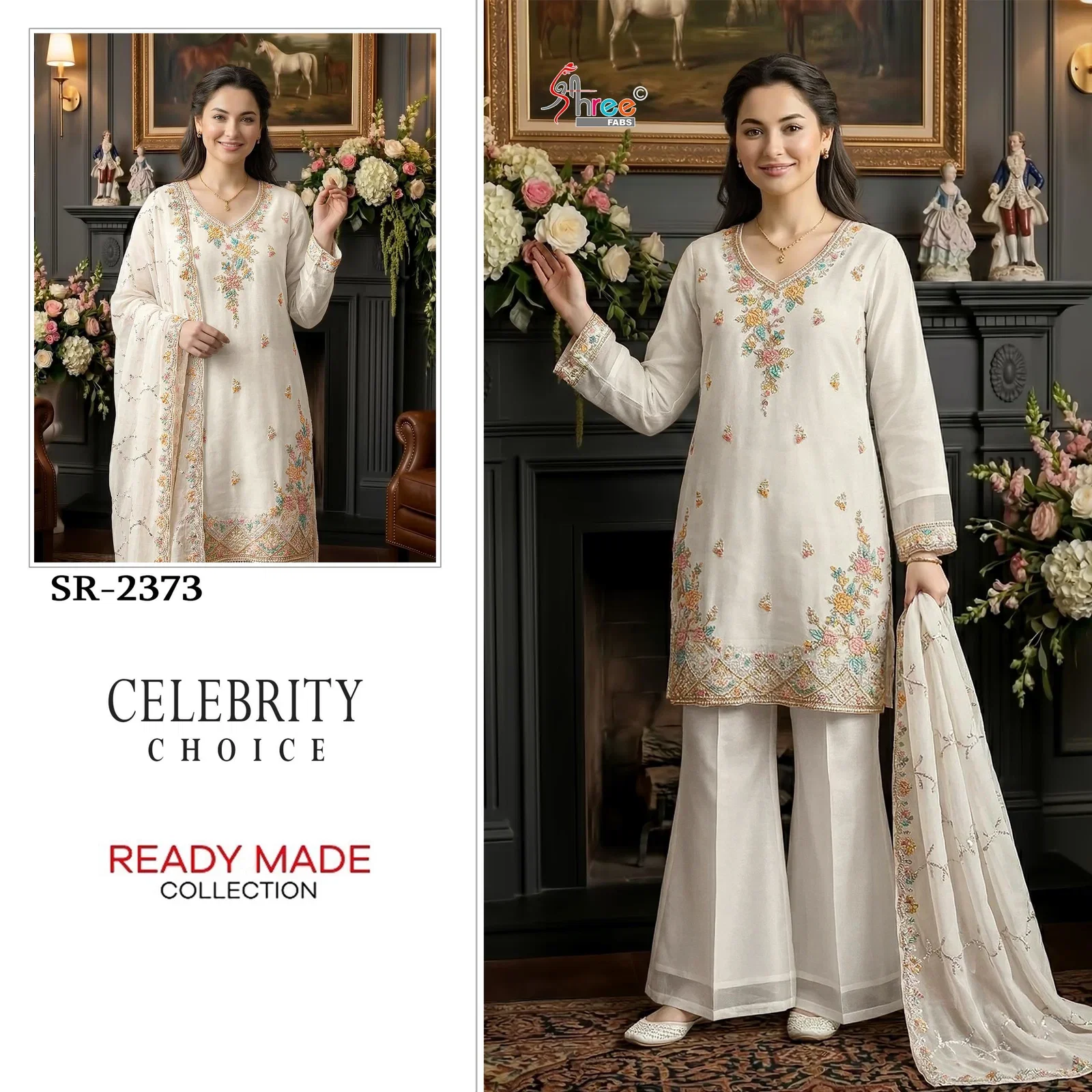 Buy Shree Sr 2373 Readymade Moss Chiffon Embroidered Salwar Kameez Wholesale 2026