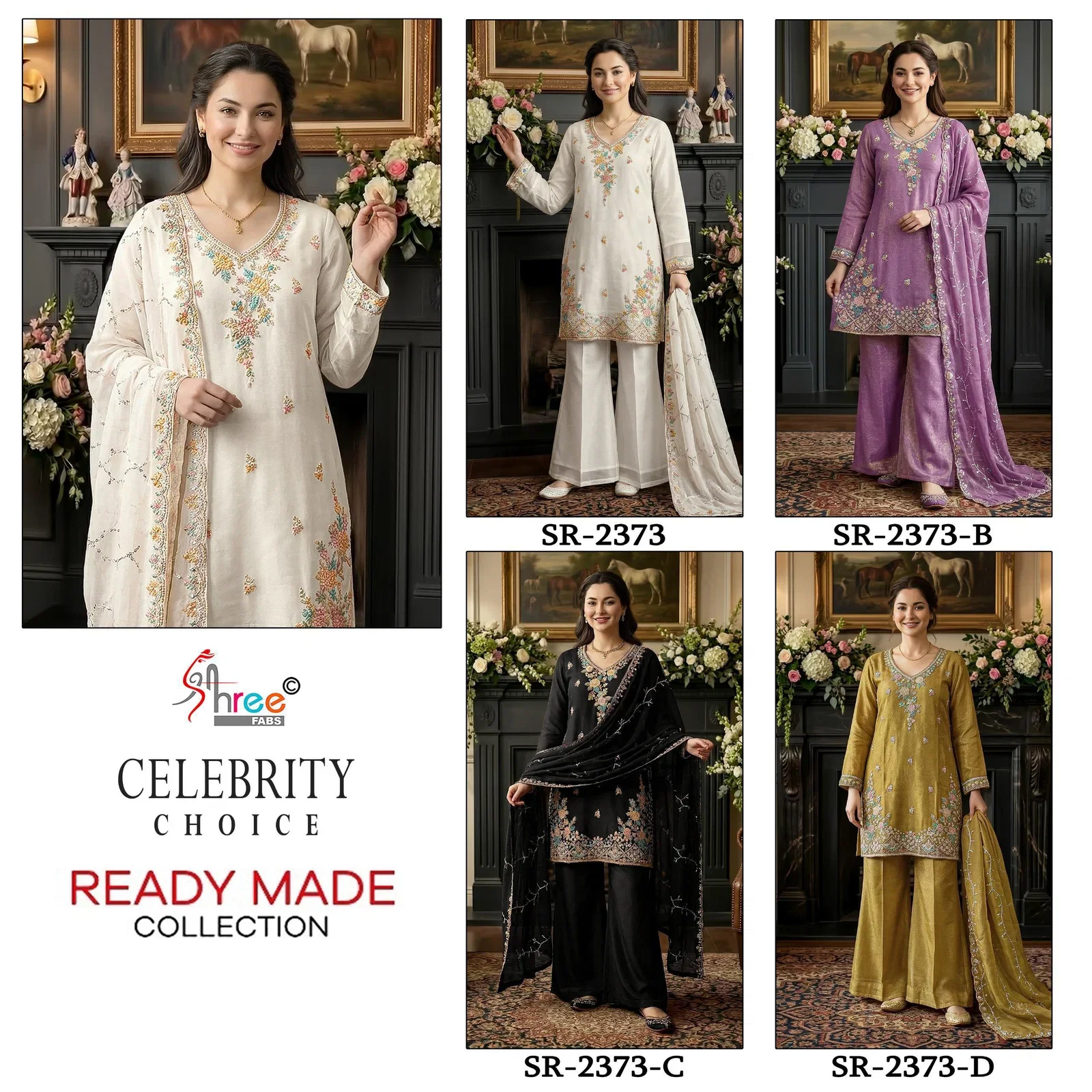 Buy Shree Sr 2373 Readymade Moss Chiffon Embroidered Salwar Kameez Wholesale 2026