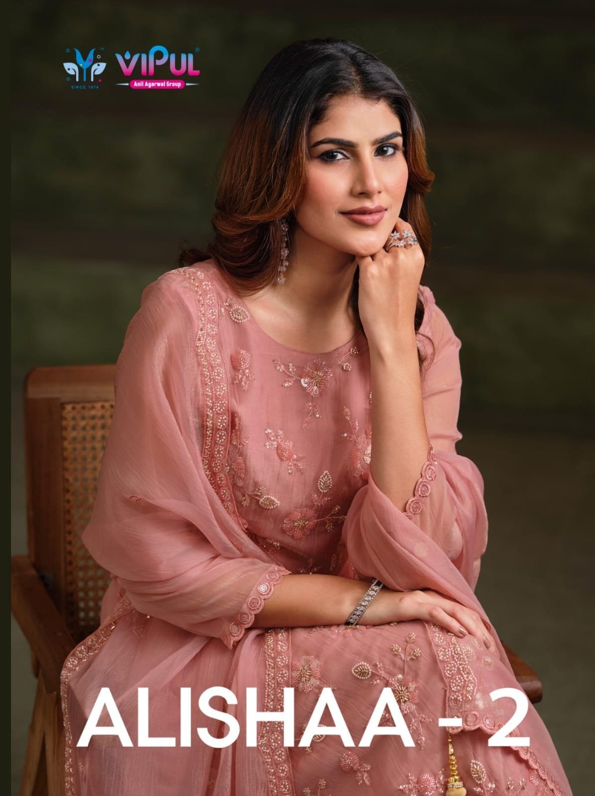 Vipul Alishaa Vol 2 Gold Crinkle Chiffon Beads Embroidered Salwar Kameez Wholesale