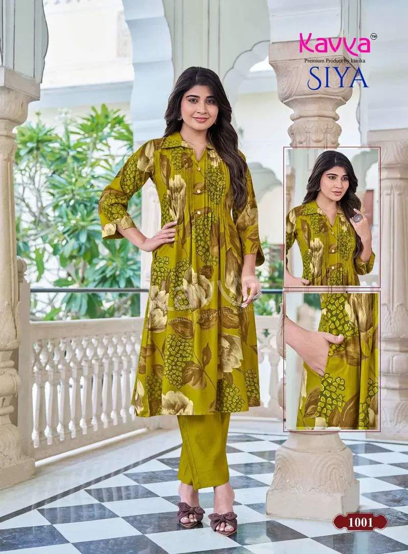Launching Kavya Siya Vol 1 Vertican Printed Korean Style Flared Kurti With Bottom Wholesale 2026