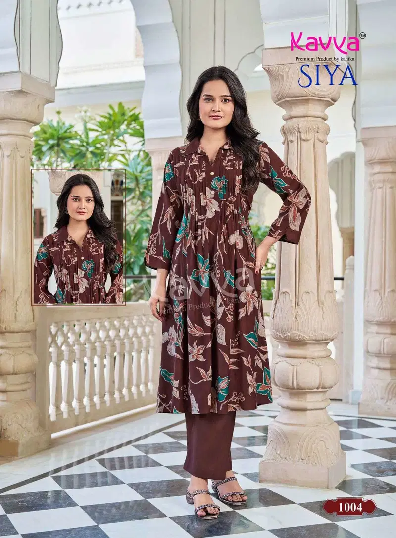 Launching Kavya Siya Vol 1 Vertican Printed Korean Style Flared Kurti With Bottom Wholesale 2026