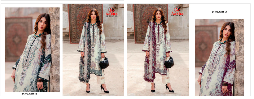 Stylish Aasha 1216 A And B Chiffon Dupatta Cotton Printed Salwar Kameez Collection Wholesale 2026
