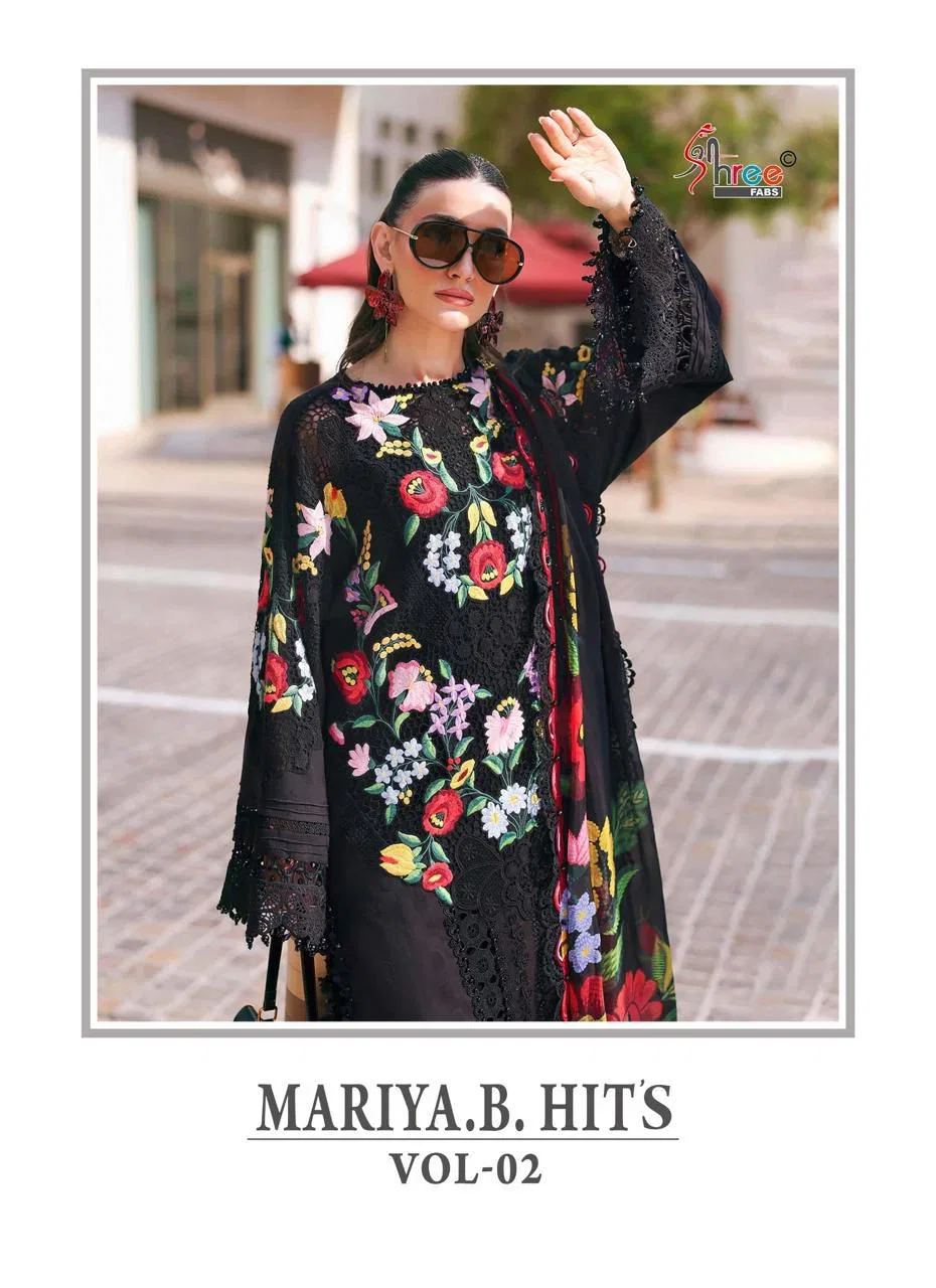 Shree Maria B Hits Vol 2 Cotton Dupatta Cotton Self Embroidered Salwar Kameez Wholesale