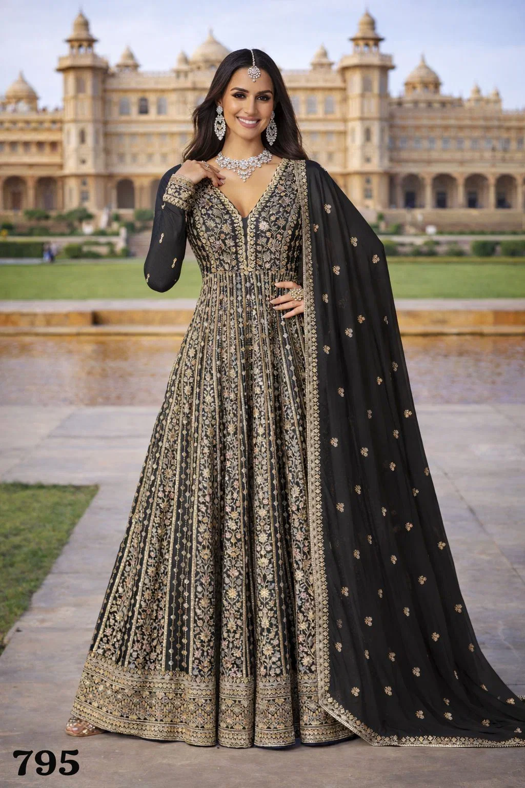 Beautiful Mrudangi Zara Chinon Silk Embroidered Gown With Dupatta Wholesale 2026