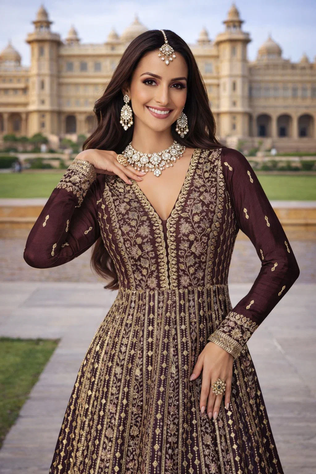 Beautiful Mrudangi Zara Chinon Silk Embroidered Gown With Dupatta Wholesale 2026