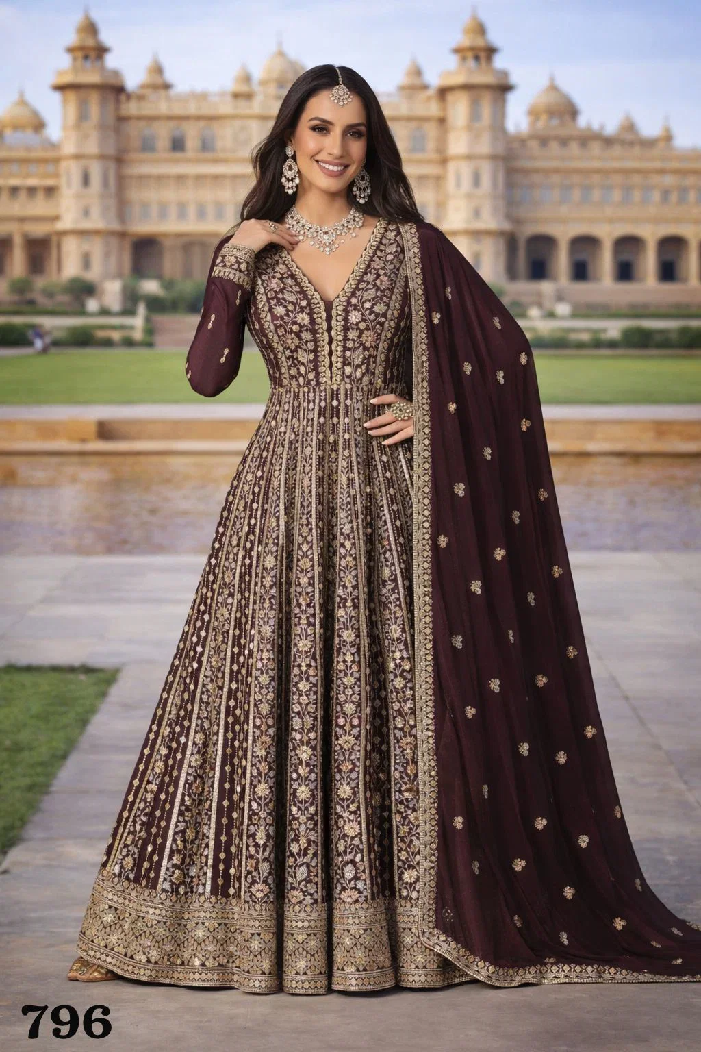 Beautiful Mrudangi Zara Chinon Silk Embroidered Gown With Dupatta Wholesale 2026