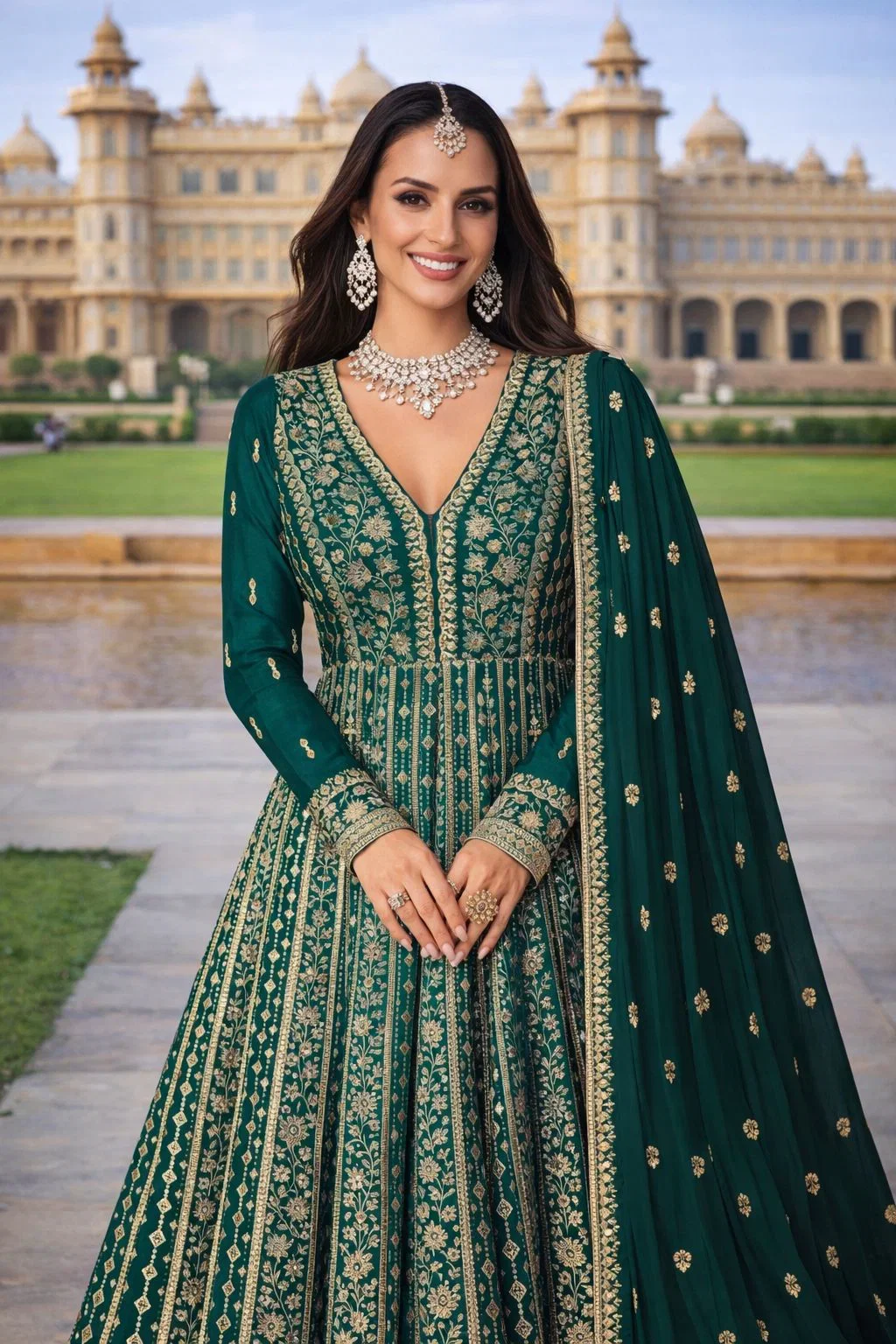 Beautiful Mrudangi Zara Chinon Silk Embroidered Gown With Dupatta Wholesale 2026