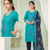 Stylish Popcorn Vol 8 Vertican Plain Embroidery Worked Kurti Set Collection Wholesale 2026