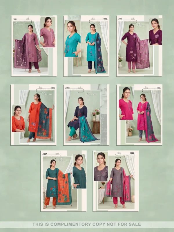 Stylish Popcorn Vol 8 Vertican Plain Embroidery Worked Kurti Set Collection Wholesale 2026