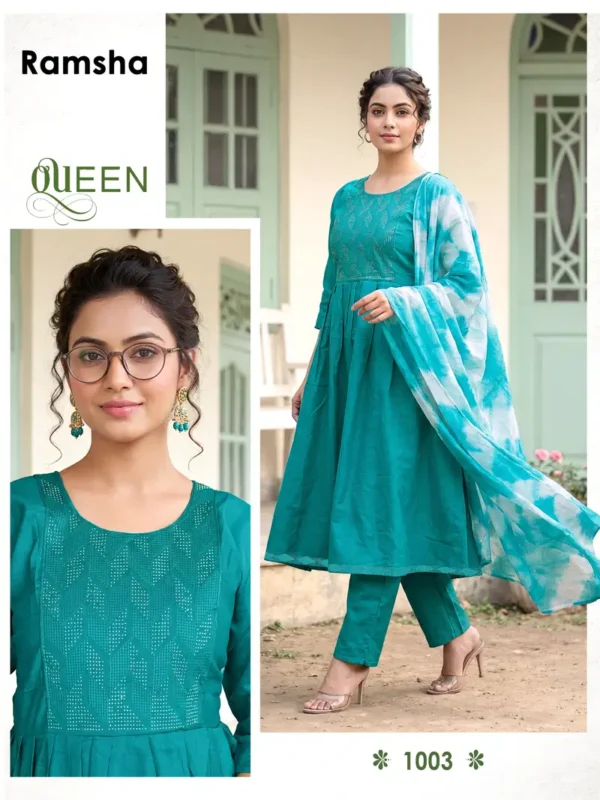 Launching Ramsha Vol 8 Vertican Plain Embroidery Worked Kurti Set Collection Wholesale 2026