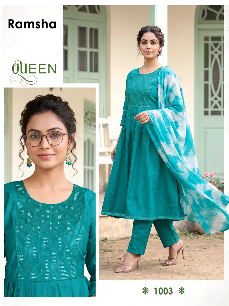 Launching Ramsha Vol 8 Vertican Plain Embroidery Worked Kurti Set Collection Wholesale 2026