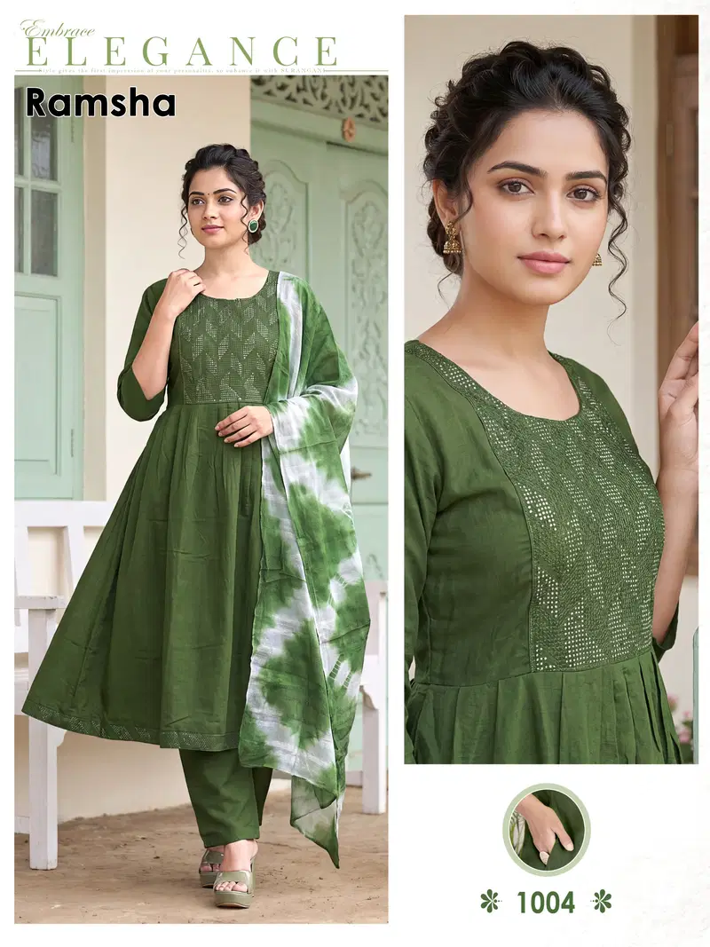 Launching Ramsha Vol 8 Vertican Plain Embroidery Worked Kurti Set Collection Wholesale 2026