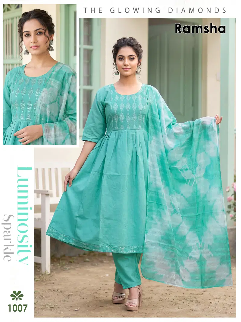 Launching Ramsha Vol 8 Vertican Plain Embroidery Worked Kurti Set Collection Wholesale 2026