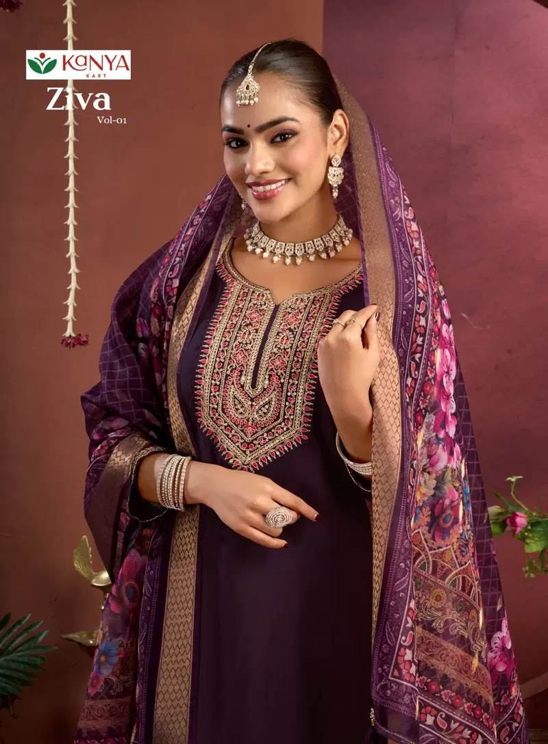 Beautiful Kanya Ziva Vol 1 Vertican Embroidered Kurti With Bottom Dupatta Wholesale 2026