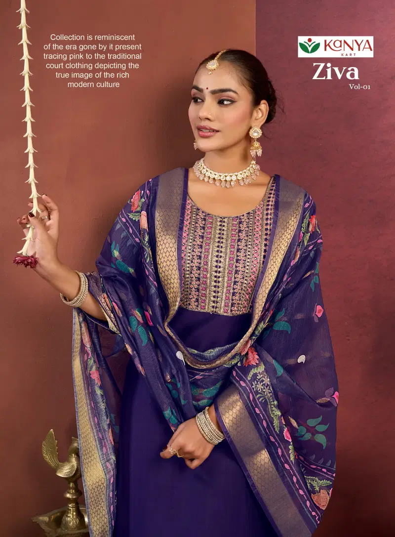 Beautiful Kanya Ziva Vol 1 Vertican Embroidered Kurti With Bottom Dupatta Wholesale 2026